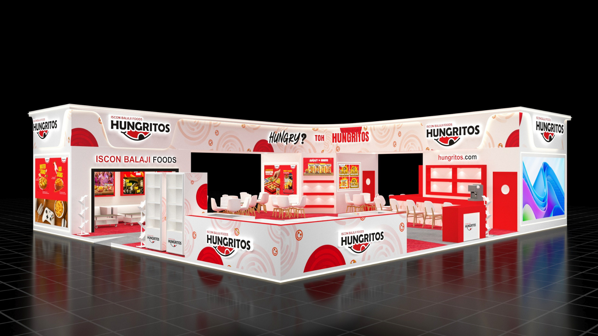 Hungritos exhibition booth render